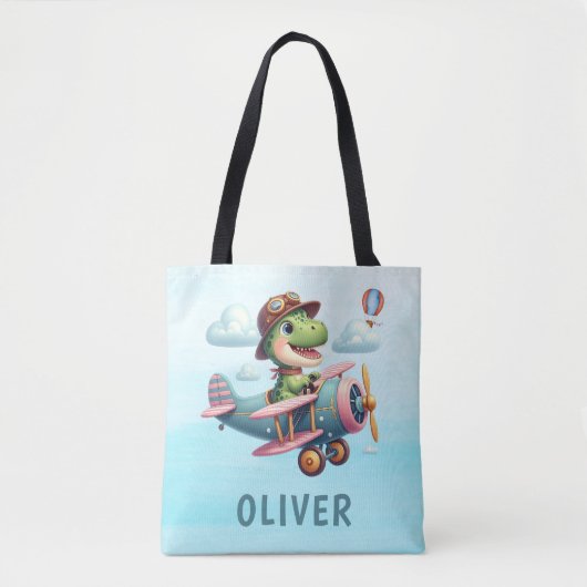 Schattigee Trex Dinosaurus Vliegen Een Charmant Vl Tote Bag (Voorkant)