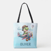 Schattigee Trex Dinosaurus Vliegen Een Charmant Vl Tote Bag (Achterkant)
