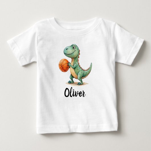Schattigee Trex spelen basketbal gepersonaliseerd (Voorkant)