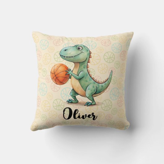 Schattigee Trex spelen basketbal gepersonaliseerd Kussen (Achterkant)