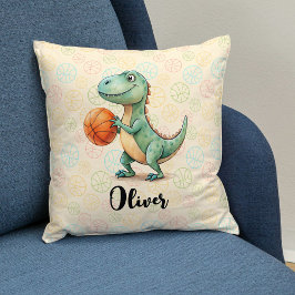 Schattigee Trex spelen basketbal gepersonaliseerd Kussen