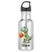 Schattigee Trex spelen basketbal gepersonaliseerd Waterfles (Voorkant)