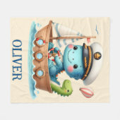 Schattigee Trex zeilboot kapitein Fleece Deken (Voorkant (Horizontaal))