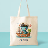 Schattigee Trex zeilboot kapitein Tote Bag