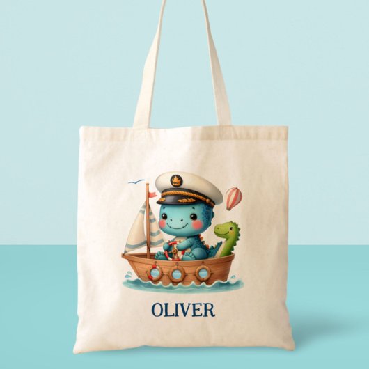 Schattigee Trex zeilboot kapitein Tote Bag