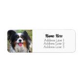 Schattigee Tri Kleur Papillon Puppy Dog Retouradre Etiket (Voorkant)