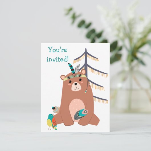 Schattigee Tribal Beer Verjaardagsfeest Uitnodigin Kaart (Staand voorkant)