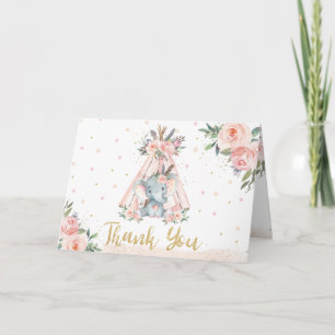 Schattigee Tribal Elephant Verjaardag Baby shower  Bedankkaart