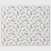 Schattigee Tribal Feathers in neutrale kleuren op  Cadeaupapier (Vlak)