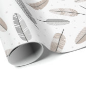 Schattigee Tribal Feathers in neutrale kleuren op  Cadeaupapier (Rol Hoek)