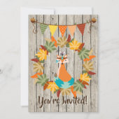 Schattigee Tribal Fox en Krans Herfst Verjaardag Kaart (Voorkant)