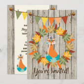 Schattigee Tribal Fox en Krans Herfst Verjaardag Kaart (Voorkant / Achterkant)