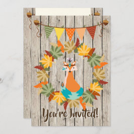 Schattigee Tribal Fox en Krans Herfst Verjaardag Kaart