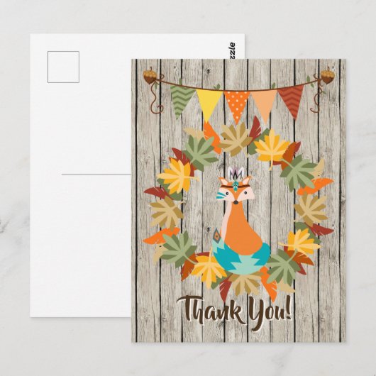 Schattigee Tribal Fox, krans van bladeren herfst d Briefkaart (Voorkant / Achterkant)