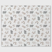 Schattigee Tribal Woodland Dieren op wit Cadeaupapier (Vlak)