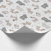 Schattigee Tribal Woodland Dieren op wit Cadeaupapier (Hoek)