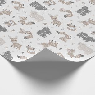 Schattigee Tribal Woodland Dieren op wit Cadeaupapier