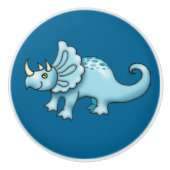 Schattigee Triceratops Dinosaur Illustratie Keramische Knop (Voorkant)