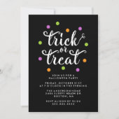 Schattigee Trick or treat Confetti Halloween Party Kaart (Voorkant)