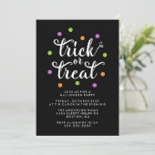 Schattigee Trick or treat Confetti Halloween Party Kaart (Staand voorkant)