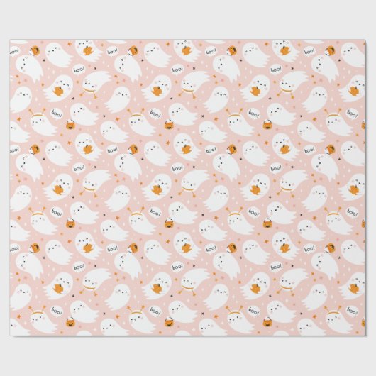 Schattigee Trick or treat Geesten met pompoenen op Cadeaupapier (Vlak)