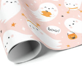 Schattigee Trick or treat Geesten met pompoenen op Cadeaupapier (Rol Hoek)