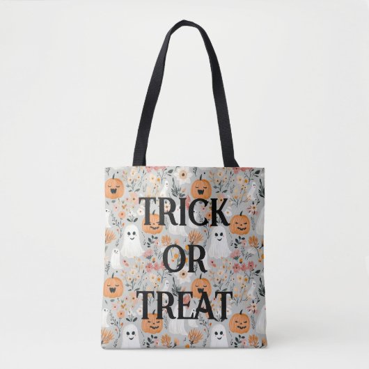 Schattigee Trick or treat Halloween Canvas tas (Voorkant)