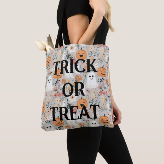 Schattigee Trick or treat Halloween Canvas tas (Dichtbij)