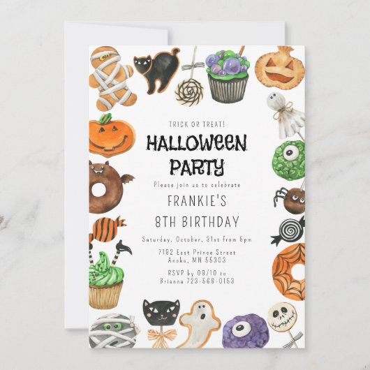 Schattigee Trick or treat Halloween Verjaardag Kaart (Voorkant)