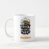Schattigee Trick or treat Snoep gepersonaliseerd Koffiemok (Links)