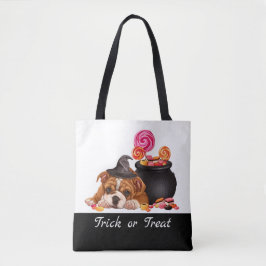 Schattigee Trick or treat Snoep hond gepersonalise Tote Bag
