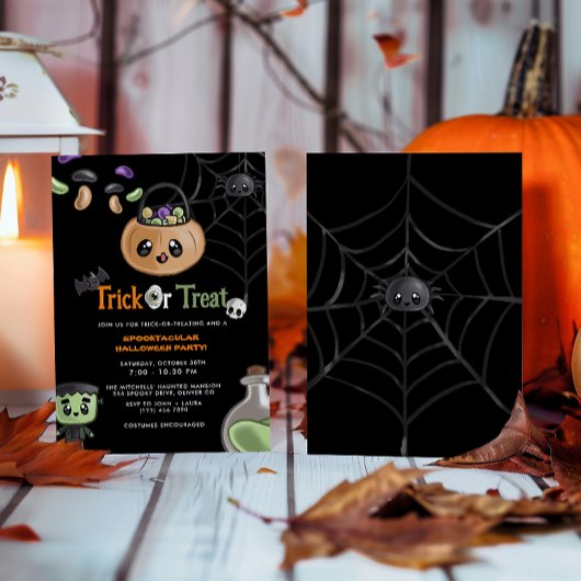 Schattigee Trick or treat Spooktacular Halloween P Kaart