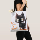 Schattigee Trick or treat zwarte kat Halloween Tote Bag (Dichtbij)