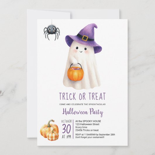 Schattigee trick traktatie Ghost Whimsi Kinder Hal Kaart (Voorkant)