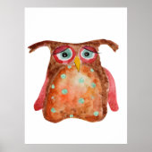 Schattigee trieste grappige waterverf uil rood bru poster (Voorkant)