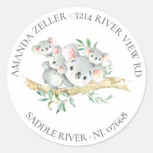 Schattigee Triplets Koala Beer Baby shower Retourn Ronde Sticker