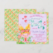 Schattigee troll verjaardagsfeestuitnodigingen kaart (Voorkant / Achterkant)