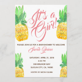 Schattigee tropische ananas baby shower uitnodigen kaart