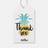 Schattigee Tropische Ananas Luau Party Dank u wel Cadeaulabel (Voorkant)
