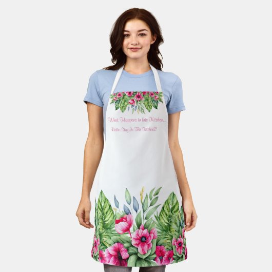 Schattigee tropische bloemen met sarcastisch citaa schort (Gedragen)