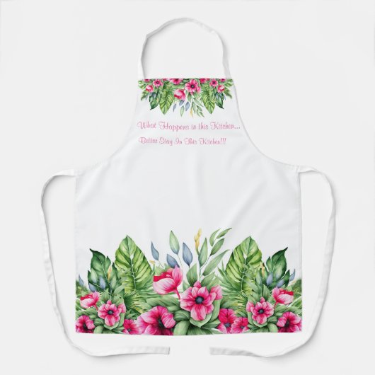 Schattigee tropische bloemen met sarcastisch citaa schort (Voorkant)