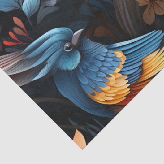 Schattigee Tropische Bloemen Oerwoud Vogels Decoup Tissuepapier (Detail)