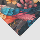 Schattigee Tropische Bloemen Oerwoud Vogels Decoup Tissuepapier (Detail)