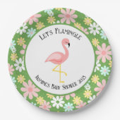 Schattigee tropische flamingo en Retro Daisy Flowe Papieren Bordje (Voorkant)
