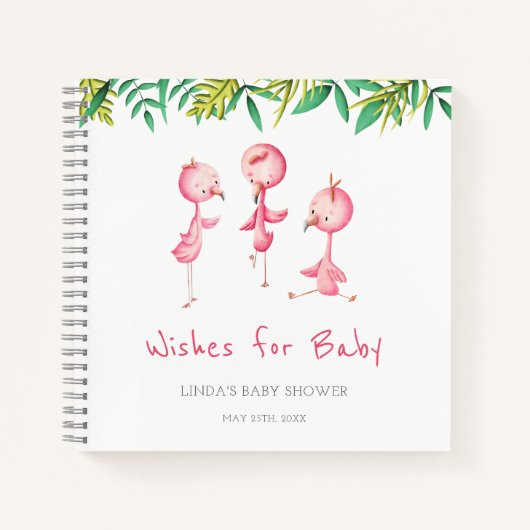 Schattigee tropische flamingo wensen voor Baby gas Notitieboek (Voorkant)