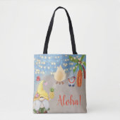 Schattigee tropische kabouters op het strand Luau  Tote Bag (Voorkant)
