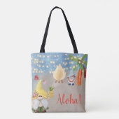 Schattigee tropische kabouters op het strand Luau  Tote Bag (Achterkant)