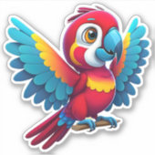 Schattigee Tropische Macaw Parrot Bird Cartoon Gra Sticker (Voorkant)