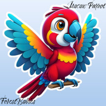 Schattigee Tropische Macaw Parrot Bird Cartoon Gra