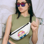 Schattigee tropische palmboom strand vakantie heuptasje<br><div class="desc">Schattige aangepaste strand vakantie Fanny Pack voor een reis aan zee naar de oceaan. Cool gepersonaliseerd geschenk met tropische palmbomen en  roze en blauw met uw gepersonaliseerde naam of andere tekst.</div>